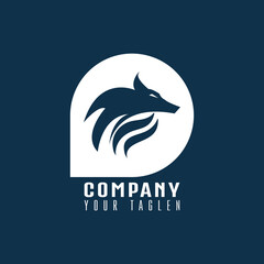 Logo design template, with wolf head icon