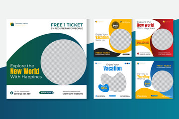 Travelling social media post design bundle