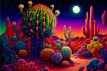 Fototapeta na wymiar Generative AI abstract render of a Mexican fantasy landscape