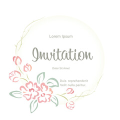 Cute Flower for floral frame template.Botanical illustration flowers can be used for printing, advertising, banner, promotions, greeting card, birthday or wedding.Vector invitation card concept.