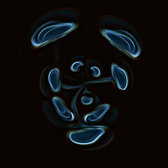 Abstract background with glowing lines, neon flowers blooming, digital art template, graphic design illustration wallpaper