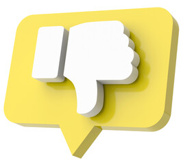 3D dislike icon. 3D illustration.