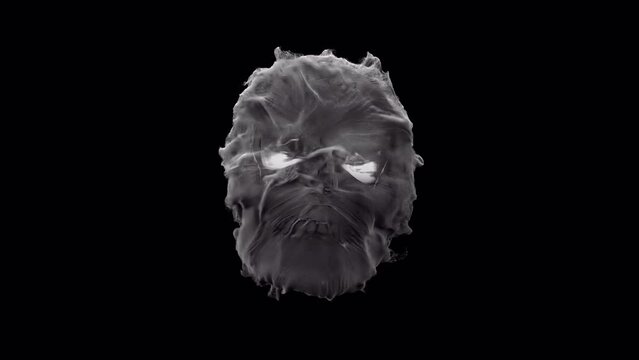 Smoke skull with glowing eyes with alpha channel