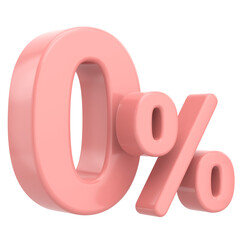 3D 0%. Zero percent installment. 3D illustration.