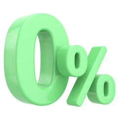 3D 0%. Zero percent installment. 3D illustration.