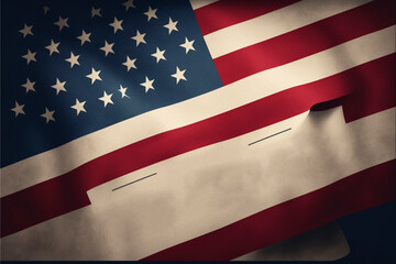 Happy presidents day concept with flag of the United States on old stone background. Created with Generative AI technology.