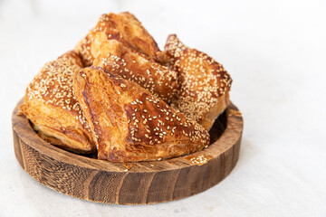 Homemade burekas with cheese and sesame