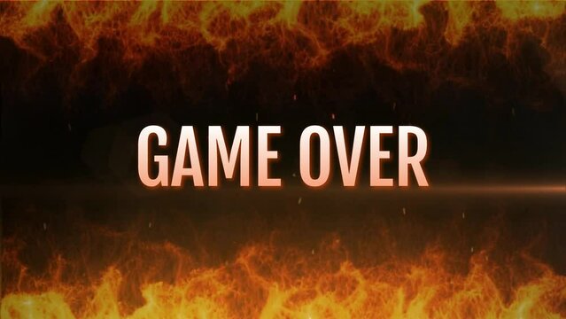 GAME OVER opening animation with fire blazing effects in 4K quality
