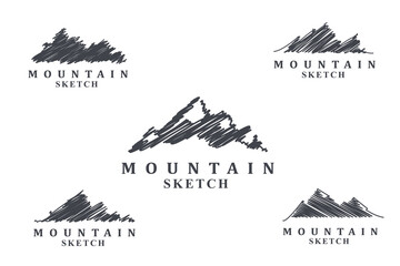 Fototapeta premium set of hand drawn mountains 