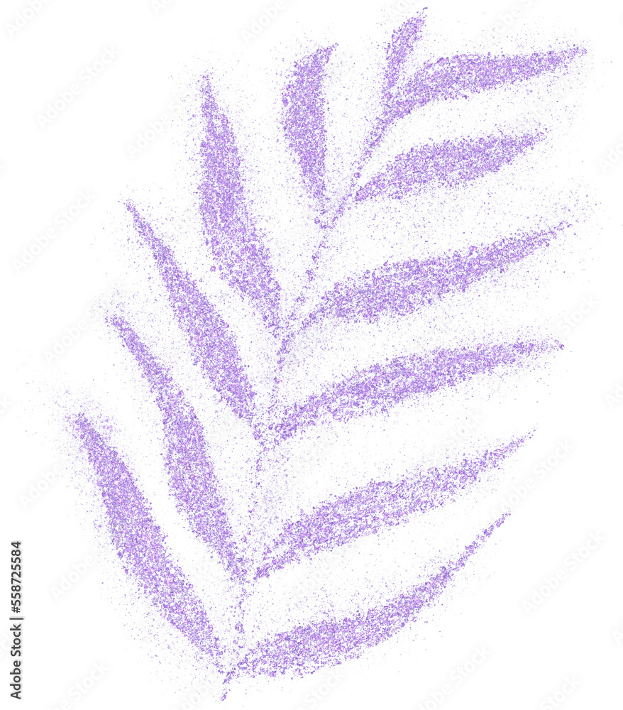 Wall mural Purple glitter hand-drawn leaves