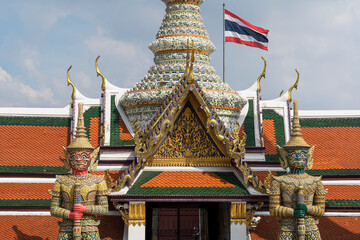 The Statues of guardians at the Grand Palace in Bangkok, Thailand