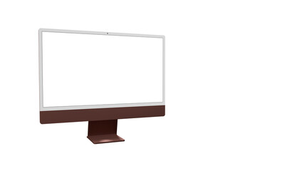 Computer display with blank white screen 3d