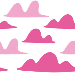 Vector cloud pattern. Vector illustration on white background in cartoon flat style. Pink colors.