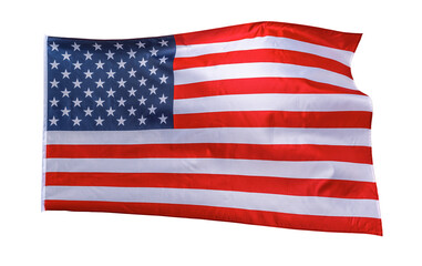 Obraz premium American flag waving isolated on white. The USA flag on a white background.
