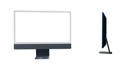 Computer display with blank white screen 3d