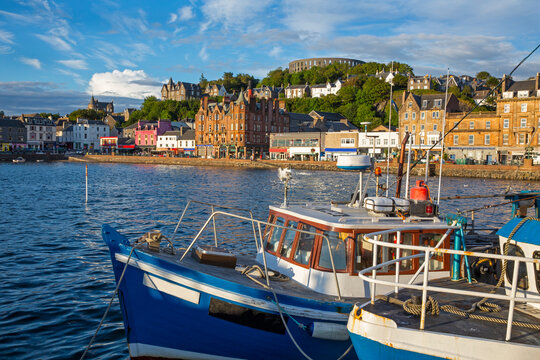 Skyline of the small town of Oban, the gateway to the Hebridean islands of Western Scotland