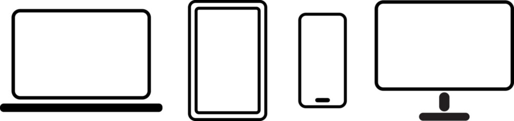 vector illustration set of smartphone, tablet,  laptop and computer icons