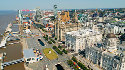 Fototapeta na wymiar Flight over the city of Liverpool - drone photography