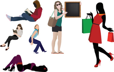 women in various positions and attitudes- © frrlbt