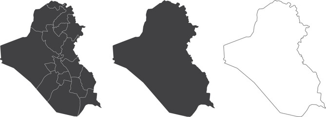 set of 3 maps of Iraq - vector illustrations	
