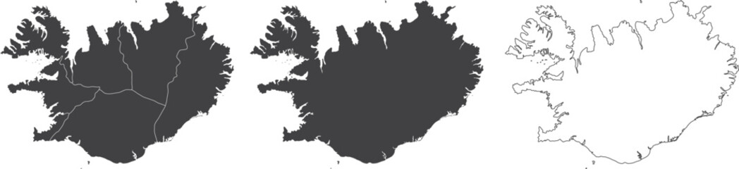 set of 3 maps of Iceland - vector illustrations	
