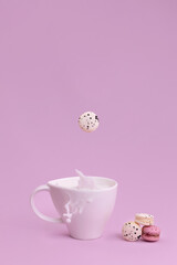 White cup of milk and cookies