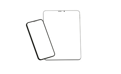 Realistic horizontal black tablet pc pad computer mockups