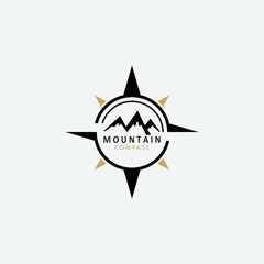 Compass and mountain logo template. Logo design for adventure or travel inspiration.