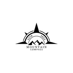 Compass and mountain logo template. Logo design for adventure or travel inspiration.