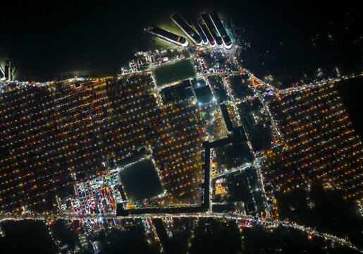 Aerial view of the Third largest Muslims congregation in Barisal, Bangladesh.