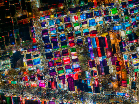 Aerial view of temporary tents for the Third largest Muslims congregation in Barisal, Bangladesh.