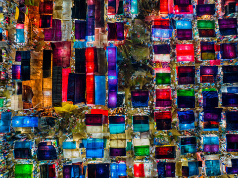 Aerial view of temporary tents for the Third largest Muslims congregation in Barisal, Bangladesh.