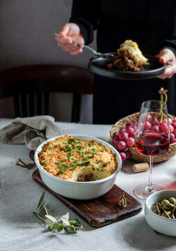 pastel de papa or empad&atilde;o is a traditional Portuguese dish and also popular in Argentina, Bolivia and Chile - ground meat-mashed potatoes