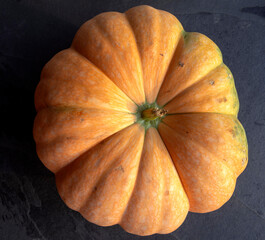 Closeup of pumpkin on black background