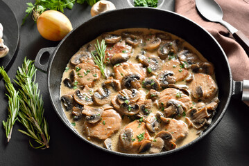 Pork medallions in mushroom gravy