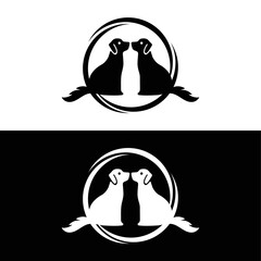 Circle dog animal logo template design . icon logo . silhouette logo 