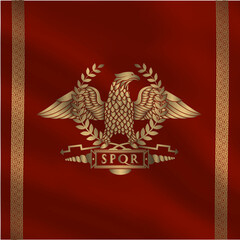 Roman flag with golden eagle