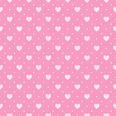 Seamless hearts pattern - vector pink texture