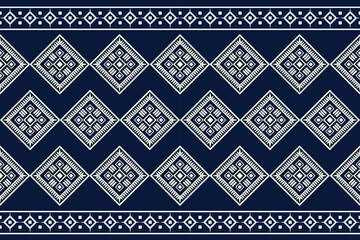 Ethnic fabric pattern geometric style. Sarong Aztec Ethnic oriental pattern traditional Dark navy blue background. Abstract,vector,illustration. Use for texture,clothing,wrapping,decoration,carpet.