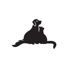 Cat and dog animal logo design . icon logo . silhouette logo 