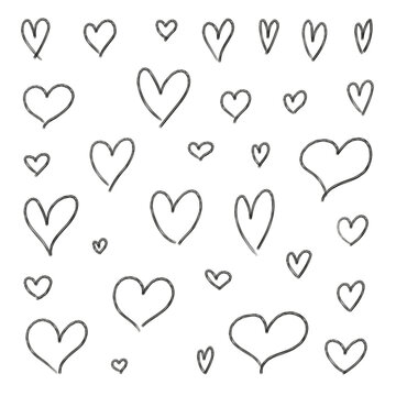 Hand drawn vector heart set. Heart shape illustration collection.