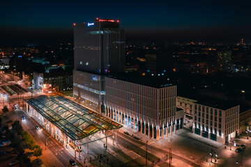 Wieczorne kolory centrum miasta Łodzi