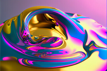 Abstract Neon Holographic Liquid Background