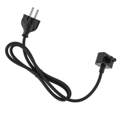 power cord with plug and connector for a computer, on a white background