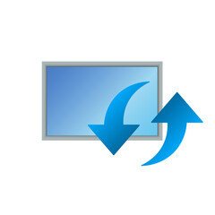 Monitor icon with download upload icon for personal computer