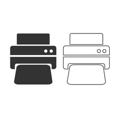 Printer icon. Print electornick set line and background vector ilustration.