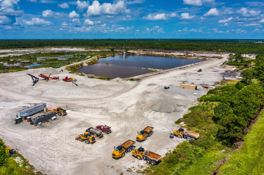Aerial view of Stavola Aggregate Supply, Fellsmere, Florida, United States.