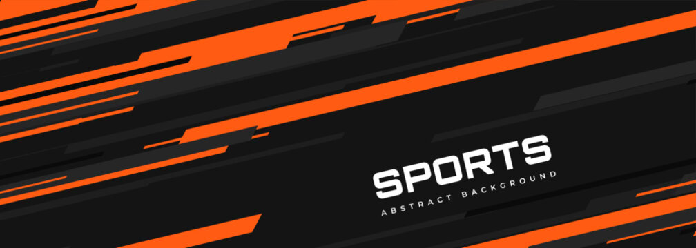 Modern sports banner design with diagonal orange and gray lines. Abstract sports background. Vector illustration