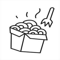 kawai icon food item with coloring page for kids