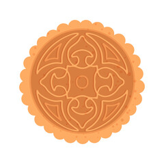 Translation Chinese Mooncake, Happy Mid Autumn Festival Cakes has various patterns. Vector illustration isolated on white background